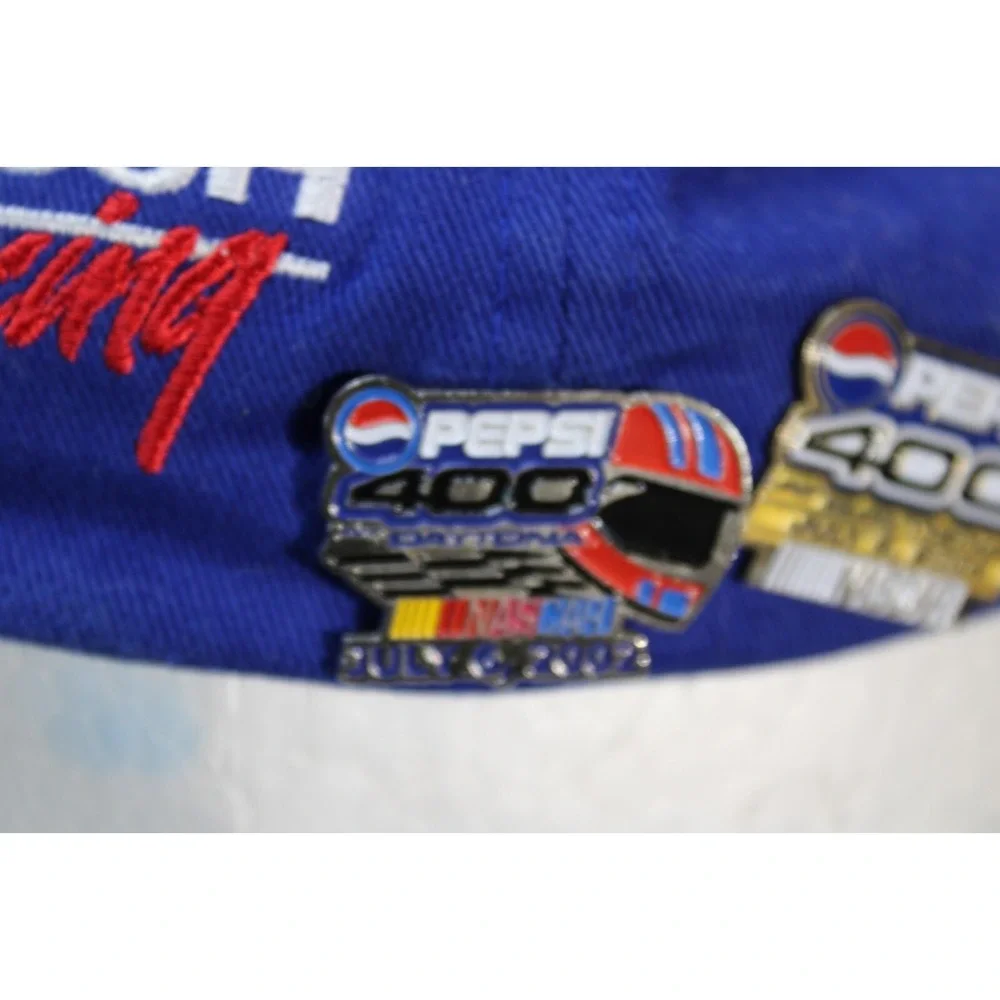 Vintage‎ Jeff Burton NASCAR Hat Blue Red #99 with 5 Pepsi 400 2005 Pins